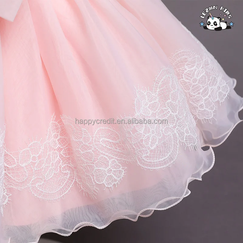 LEZONKIDS - New Baby Girls Dress Flower Kids Church Dresses Children puff  sleeve Party Frock Wear girl dress